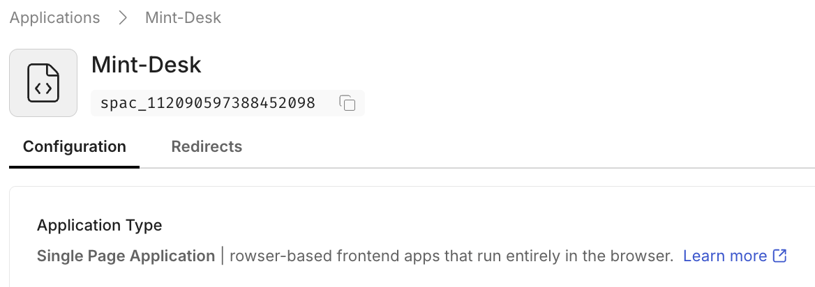 SPA client ID section without client secret option